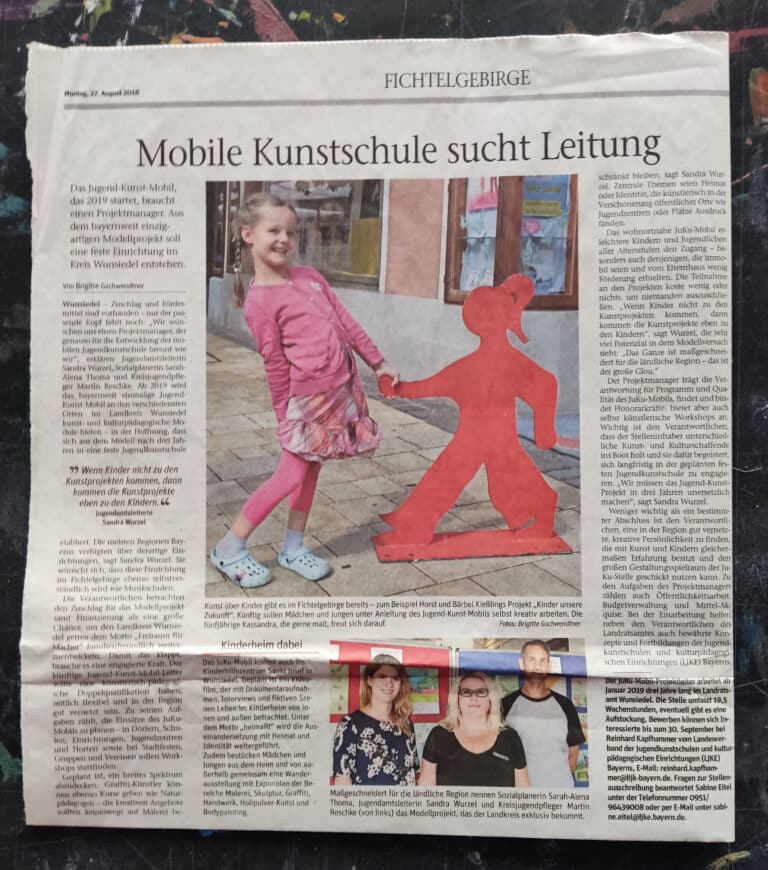 20180827 Frankenpost Mobile Kunstschule sucht Leitung