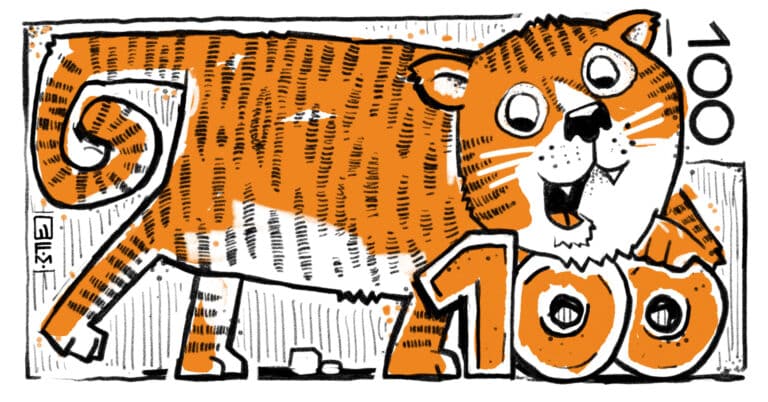 Tiger mit 100 Streifen - 100 Hunderter (Künstler: Florian Meier)