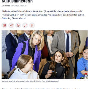 Frankenpost 14.03.2025 Kultusministerin Stolz in Naila